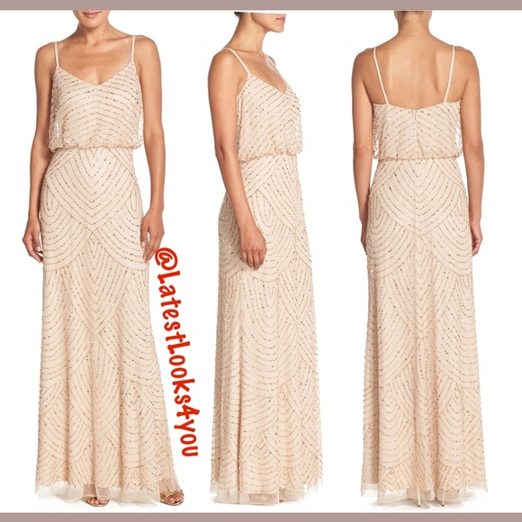 New Adrianna Papell beaded blouson Art Deco gown - Picture 2 of 15